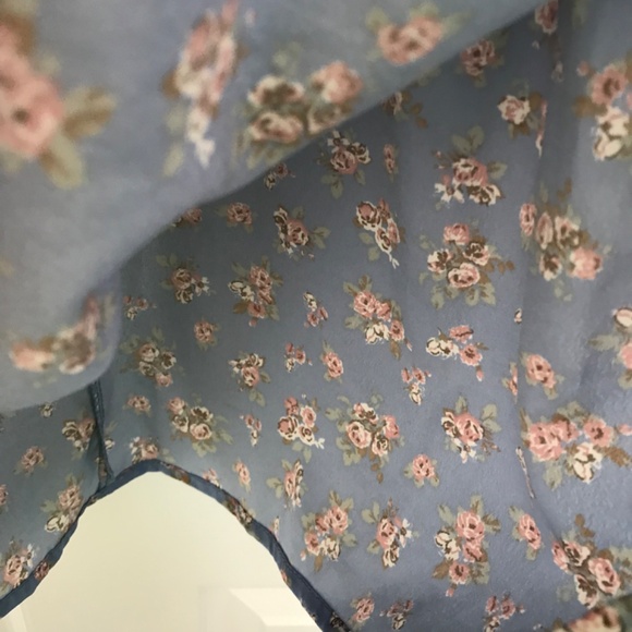 Streetwear Society Long Sleeve Sweetheart Neckline Tie Floral Dress S Blue Peach - Picture 7 of 15